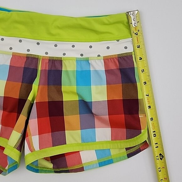 Lululemon Special Edition Seawheeze Multi Lime Blue Plaid Short 4.5" Inseam Sz 4 - Picture 10 of 12